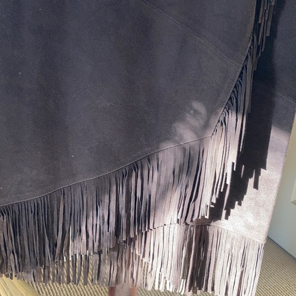 Dark Brown Suede Skirt w/Fringe - Picture 8 of 9
